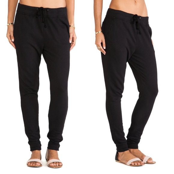 James Perse Pants - James Perse Black Slim Drawstring Sweat Pant
